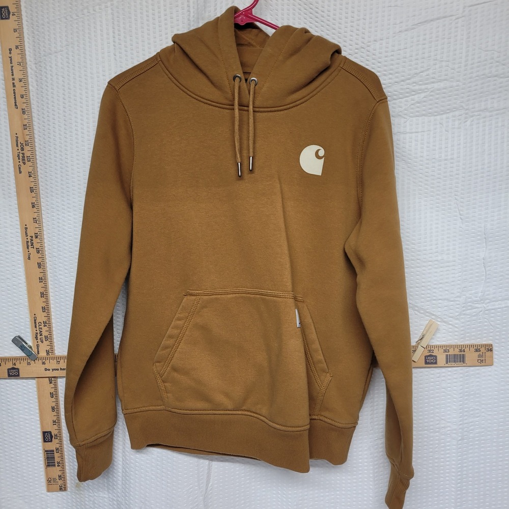 Carhartt Relaxed Fit Graphic Logo Hoodie Brown Small 4-6 Sweatshirt